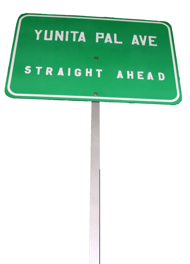 "YUNITA PAL AVE" Sign - Travel Song Puppet